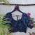Navy blue premium silk blend elbow sleeves blouse