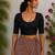 Black premium silk blend elbow sleeves blouse