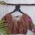 Brown premium silk blend elbow sleeves blouse