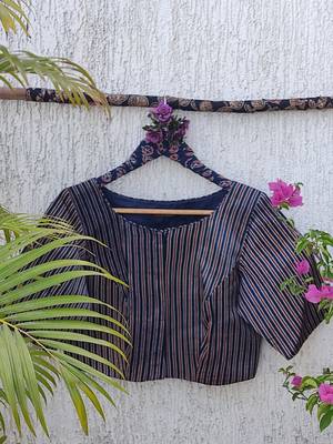 Multicolor premium silk blend elbow sleeves blouse 3