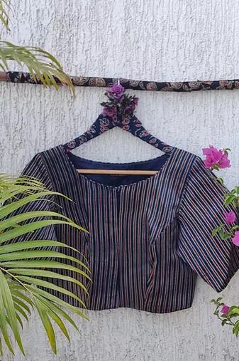 Multicolor premium silk blend elbow sleeves blouse