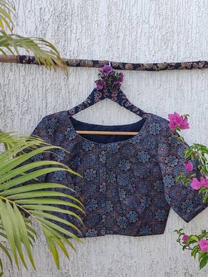 Multicolor premium silk blend elbow sleeves blouse 3