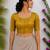 Mustard premium silk blend elbow sleeves blouse