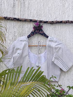 White premium cotton handblock printed blouse 2