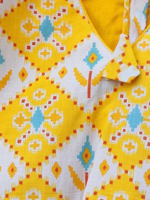 Yellow premium cotton handblock printed blouse 5