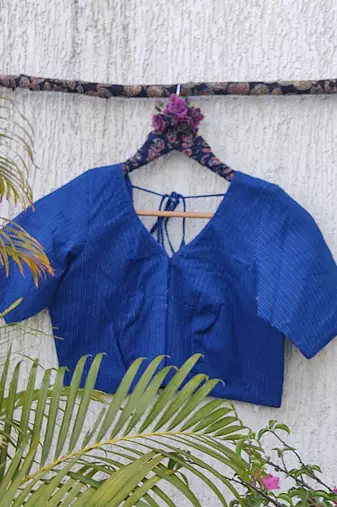 Blue premium cotton handblock printed blouse