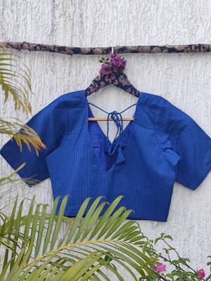 Blue premium cotton handblock printed blouse 2