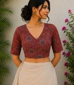 Brown premium cotton handblock printed blouse