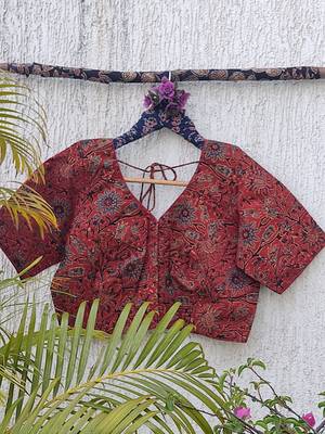 Brown premium cotton handblock printed blouse 3