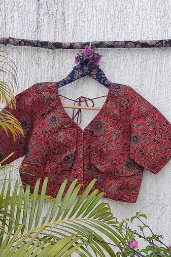 Brown premium cotton handblock printed blouse