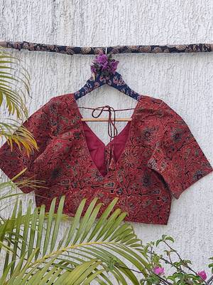 Brown premium cotton handblock printed blouse 4