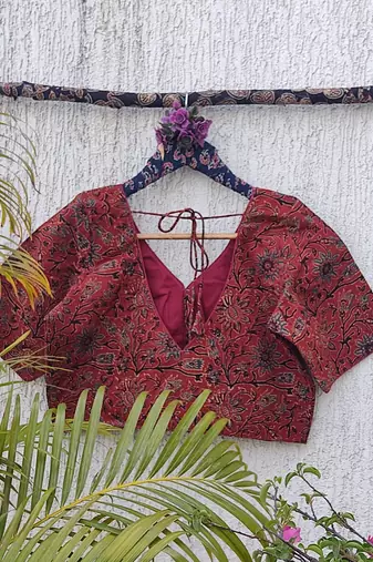 Brown premium cotton handblock printed blouse
