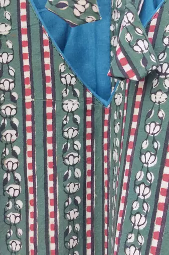 Green premium cotton handblock printed blouse