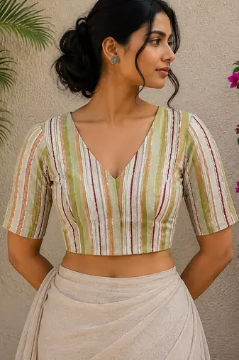 Multicolor premium cotton handblock printed blouse