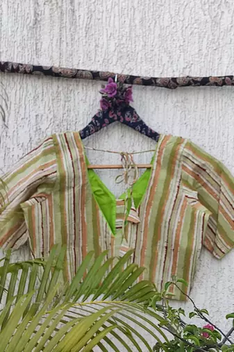 Multicolor premium cotton handblock printed blouse