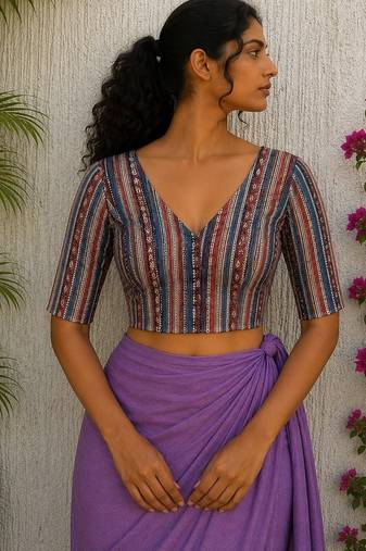 Multicolor premium cotton handblock printed blouse