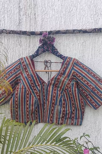 Multicolor premium cotton handblock printed blouse