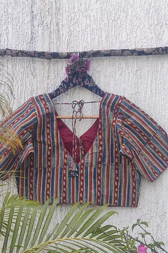 Multicolor premium cotton handblock printed blouse
