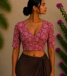 Pink premium cotton handblock printed blouse