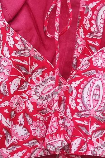 Pink premium cotton handblock printed blouse