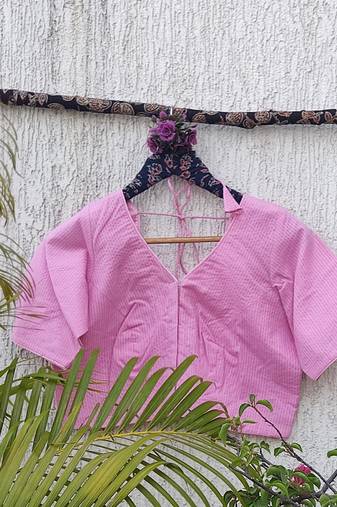 Pink premium cotton handblock printed blouse