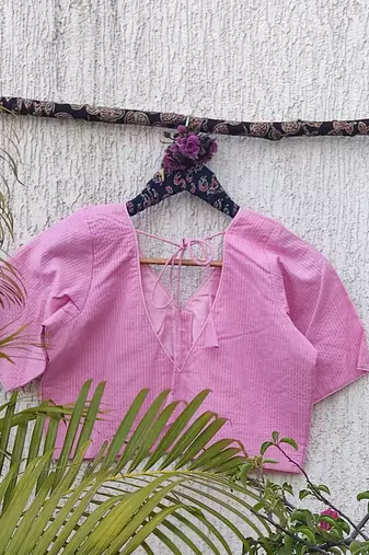 Pink premium cotton handblock printed blouse