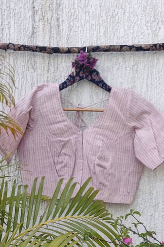 Pink premium cotton handblock printed blouse