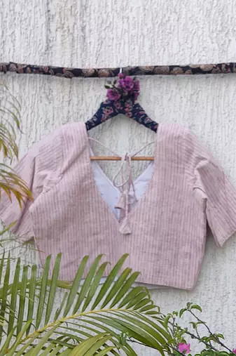 Pink premium cotton handblock printed blouse