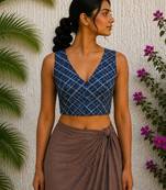 Blue premium cotton handblock printed blouse