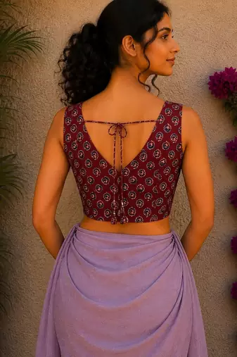 Brown premium cotton handblock printed blouse
