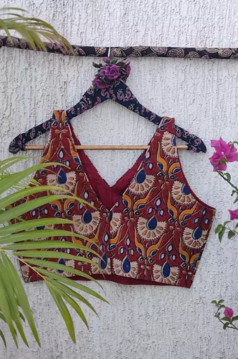 Brown premium cotton handblock printed blouse
