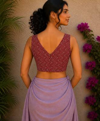 Brown premium cotton handblock printed blouse 2