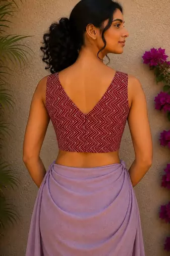 Brown premium cotton handblock printed blouse