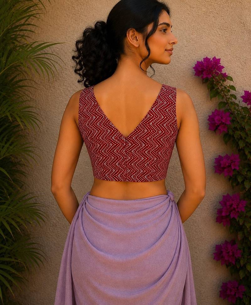 Brown premium cotton handblock printed blouse