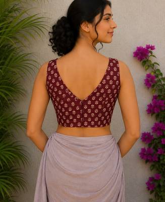 Maroon premium cotton handblock printed blouse 2