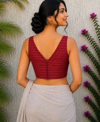 Maroon premium cotton handblock printed blouse 2