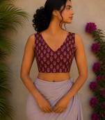 Maroon premium cotton handblock printed blouse