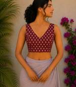 Maroon premium cotton handblock printed blouse
