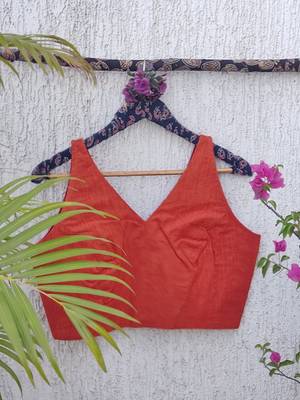 Peach premium cotton handblock printed blouse 3