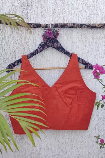 Peach premium cotton handblock printed blouse