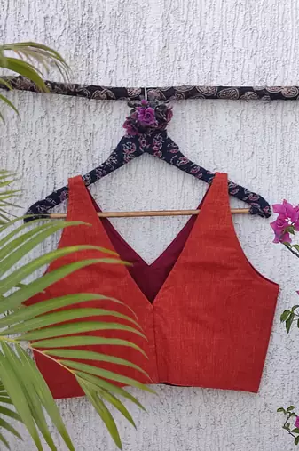 Peach premium cotton handblock printed blouse