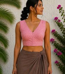 Pink premium cotton handblock printed blouse