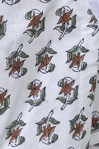 White premium cotton handblock printed blouse