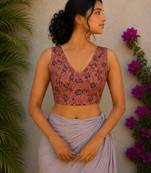 Pink premium cotton handblock printed blouse