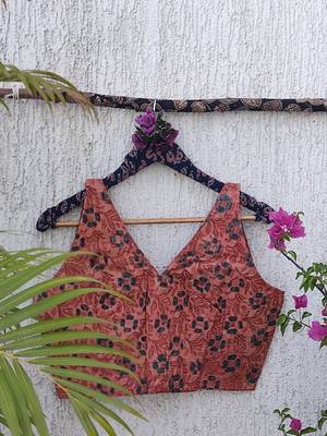 Pink premium cotton handblock printed blouse 3