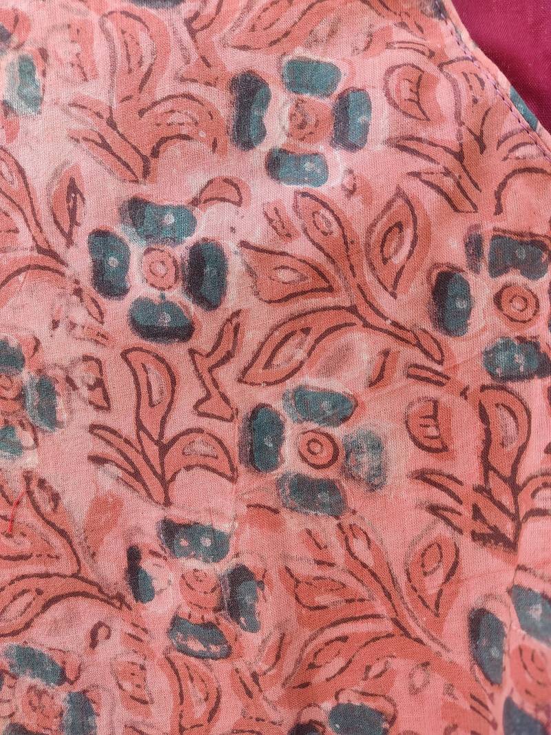 Pink premium cotton handblock printed blouse
