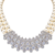 Pearl & crystal zirconia necklace and earrings jewellery set, cz stone pendant, bridal wear, silver-tone finish.