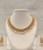 Certified natural freshwater pearls jewellery  gold-toned cz & pearl drop choker necklace and earrings set pearl drops.
