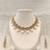 Certified natural freshwater pearls jewellery cz diamond pearl drop necklace & earrings jewellery set gold-tone finish.