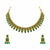 Certified natural freshwater pearls jewellery gold-toned green stone choker necklace & earrings set emerald green stones